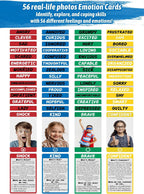 Garybank Actividades de aprendizaje social emocional para niños, juego de conexión de sentimientos con 56 tarjetas de emociones, juguetes de terapia de juego para consejeros escolares, habilidades
