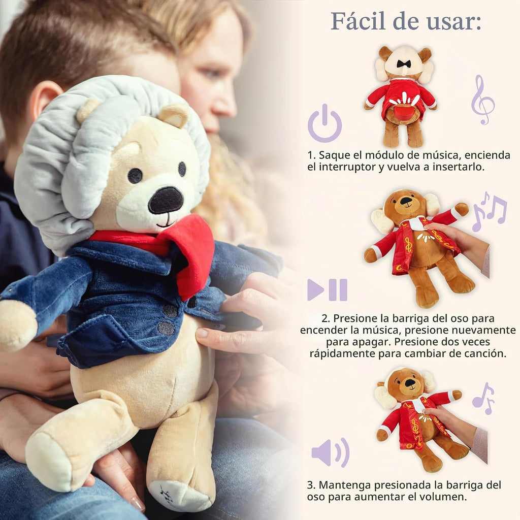Ludwig Van Beethoven - Oso virtuoso, música clásica para bebés, juguete educativo para bebés, niños y adultos