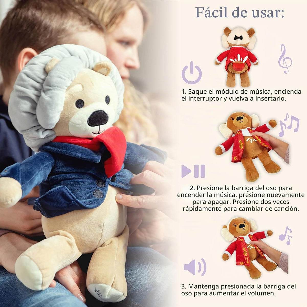 Ludwig Van Beethoven - Oso virtuoso, música clásica para bebés, juguete educativo para bebés, niños y adultos