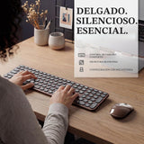 UBOTIE Combo de teclado y mouse inalámbricos, 110 teclas redondas r...