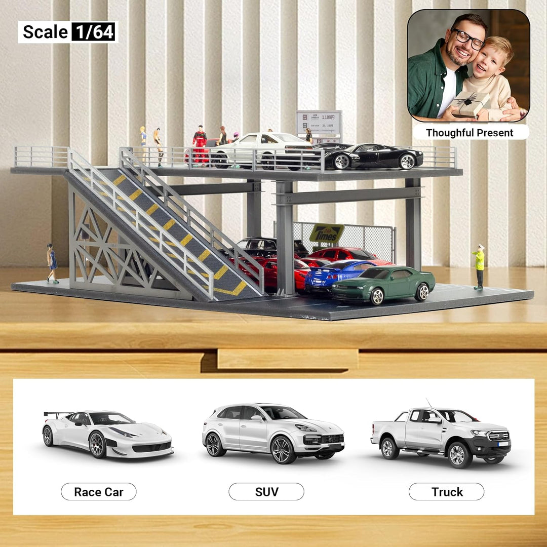 Vitrina de autos a escala 1/64 de 2 capas para exhibición