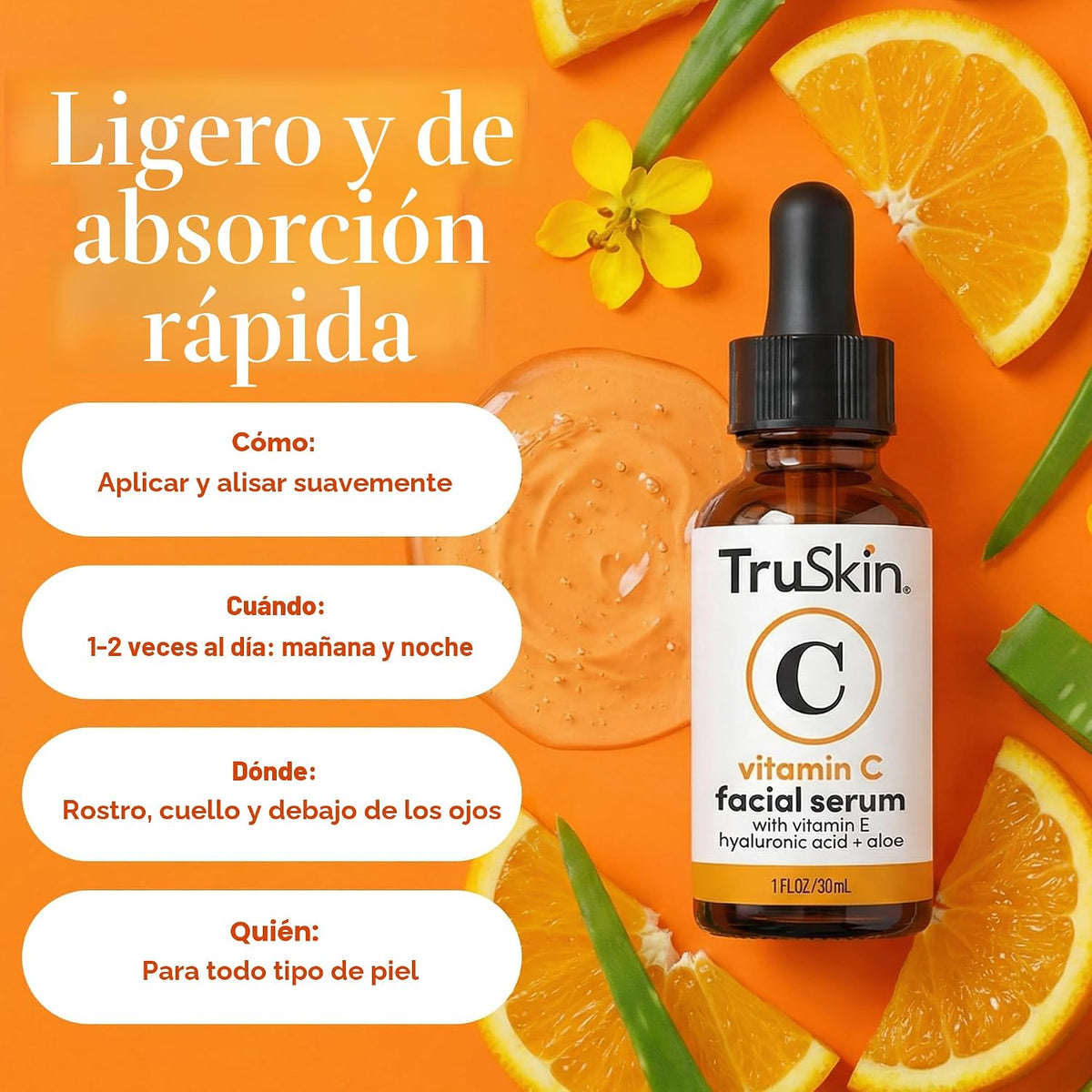 TruSkin - Suero de vitamina C para la cara, suero facial antienveje...
