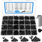 Kit de Surtido de Tornillos de Máquina de 1705 Piezas, Kit de Pernos y Tuercas Métricas M2 M3 M4 M5 con Arandelas de Seguridad y Planas, Juego de Tornillos de Cabeza Hexagonal de Botón de Acero