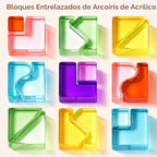 Bloques de construcción arcoíris para niños, juguetes Montessori de bloques