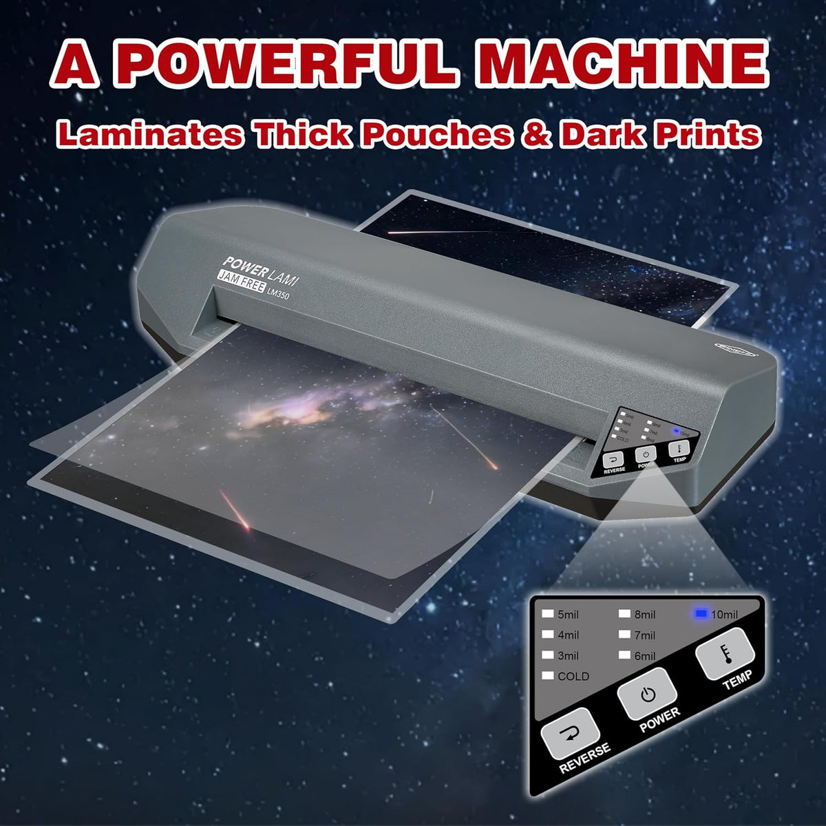 SINCHI Laminador comercial de 13 pulgadas | 3-10 mil, 4 rodillos, calentamiento de 48 segundos, 17 s/hoja, diseño resistente sin atascos, funciona con cartulina y impresiones oscuras, incluye 10 hojas, ideal para oficina, escuela y negocios