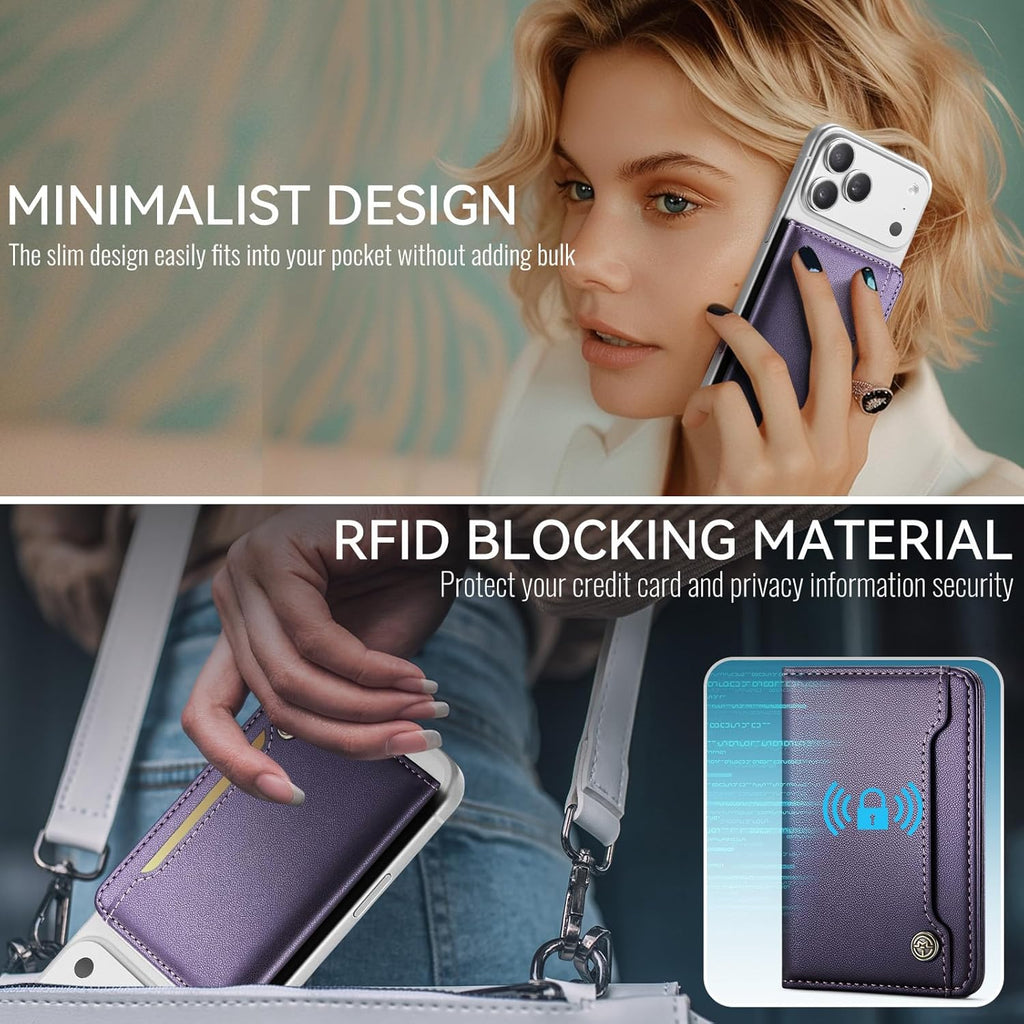 Vinich para billetera MagSafe con bloqueo RFID magnético, púrpura