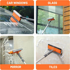 Escobilla de ventana profesional, escobilla giratoria 2 en 1 para kit de limpieza de ventanas, herramienta de limpieza de ventanas, kit de equipo de lavado de ventanas con poste de extensión (20