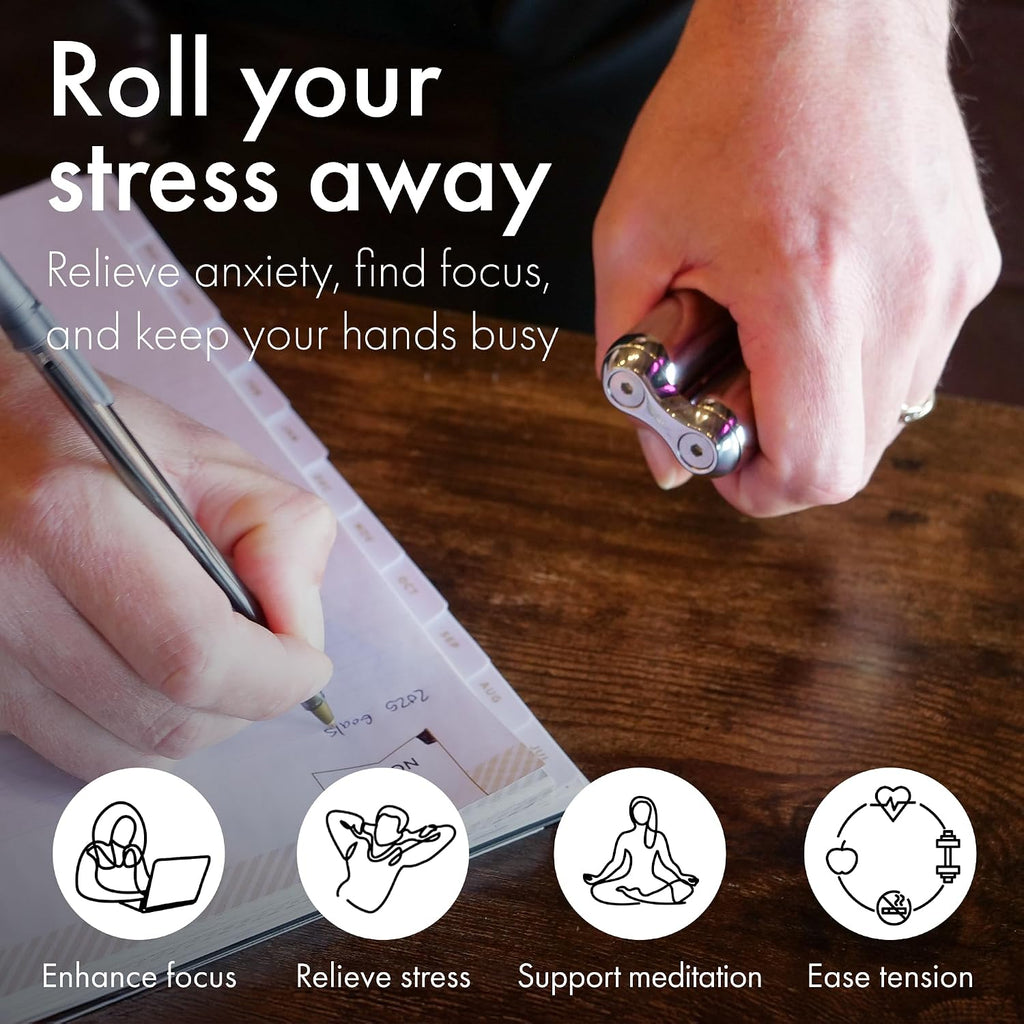 ONO Roller - Fidget Toy de mano para adultos | Ayuda a aliviar el estrés, la ansiedad y la tensión | Promueve la concentración y la claridad | Diseño compacto y portátil (Natural, tamaño mini - Acero inoxidable)