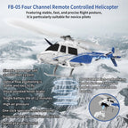 Helicóptero de control remoto FB-05, helicóptero de rotor único de 6 canales con giroscopio de 6 ejes, retención de altitud, aterrizaje de despegue de una tecla, parada de emergencia circular