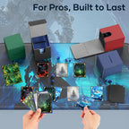 Mlikero Paquete de 4 Cajas para Mazos de Cartas, Caja para Mazo Commander Contiene más de 400 Cartas con Funda Individual con 4 Separadores, Caja Magnética de Cuero para Cartas Compatible con MTG, TCG