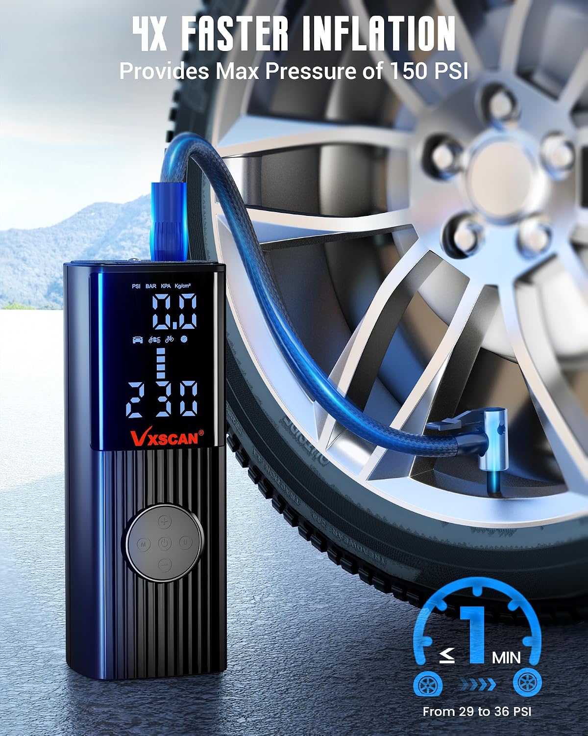 VXSCAN Inflador de neumáticos, compresor de aire portátil para neum...