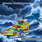 kiothdre Juego de construcción de dinosaurios Ocean Explorer 3 en 1 compatible con Dinosaur Park World, Barco Ciudad y Mosasaurus Spinosaurus Dino Toys con articulaciones móvil, juguetes para niños de 6 a 12 años