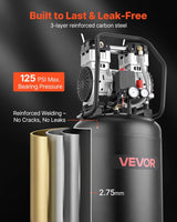 VEVOR Compresor de aire de 20 galones, 2HP 4.5 SCFM a 90PSI, tanque...