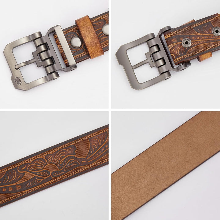 BISON DENIM Cinturones de cuero para hombre, cinturones de vestir d...