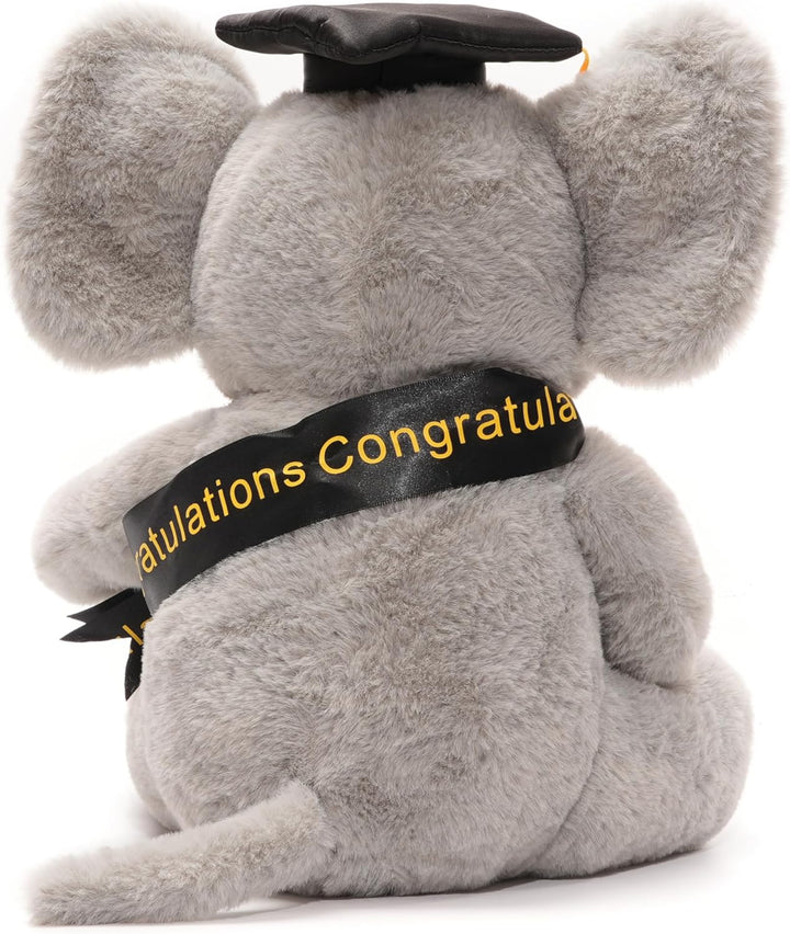 WEIGEDU Juguete de peluche de elefante de graduación, 12 pulgadas |...