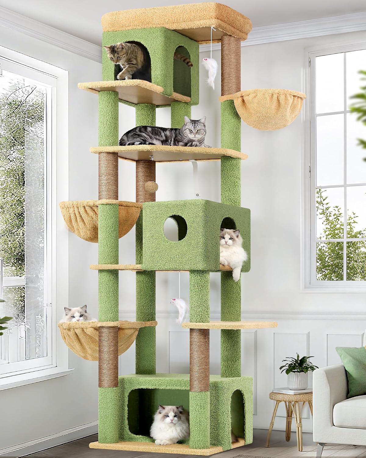 Globlazer Árbol grande de cactus para gatos, torre trepadora de 80 pulgadas