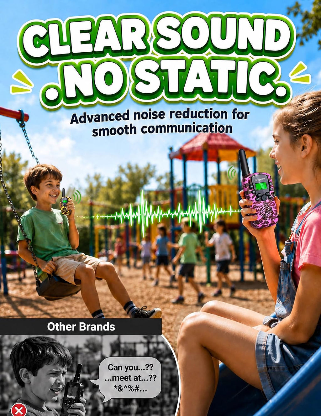 Rechargeable Walkie Talkies para Kids, Outdoor Toys Games para Kids Age 4-12