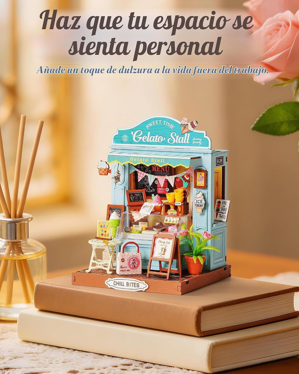 Rolife Kit de casa en miniatura de helado de verano