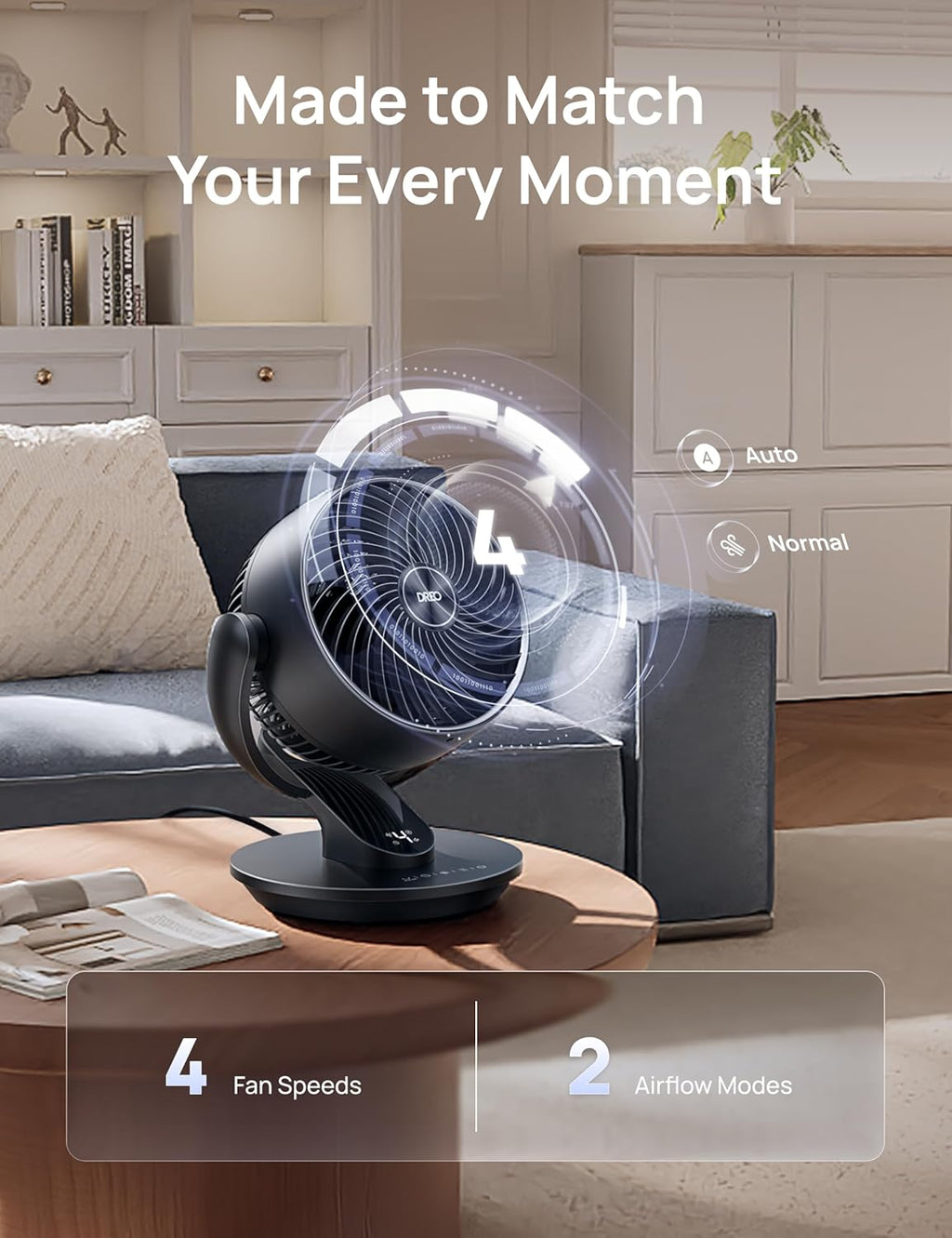 Dreo Ventilador para dormitorio, ventilador circulador de aire de m...
