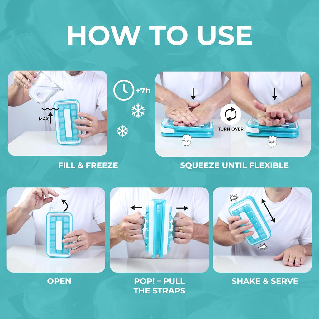 ICEBREAKER POP 2.0 2026: Haz y sirve hielo sin tocar el hielo | Bandeja de hielo de silicona sanitaria para congelador | Bandejas de hielo patentadas para congelador | Esta máquina para hacer cubitos de hielo hace 18 cubos