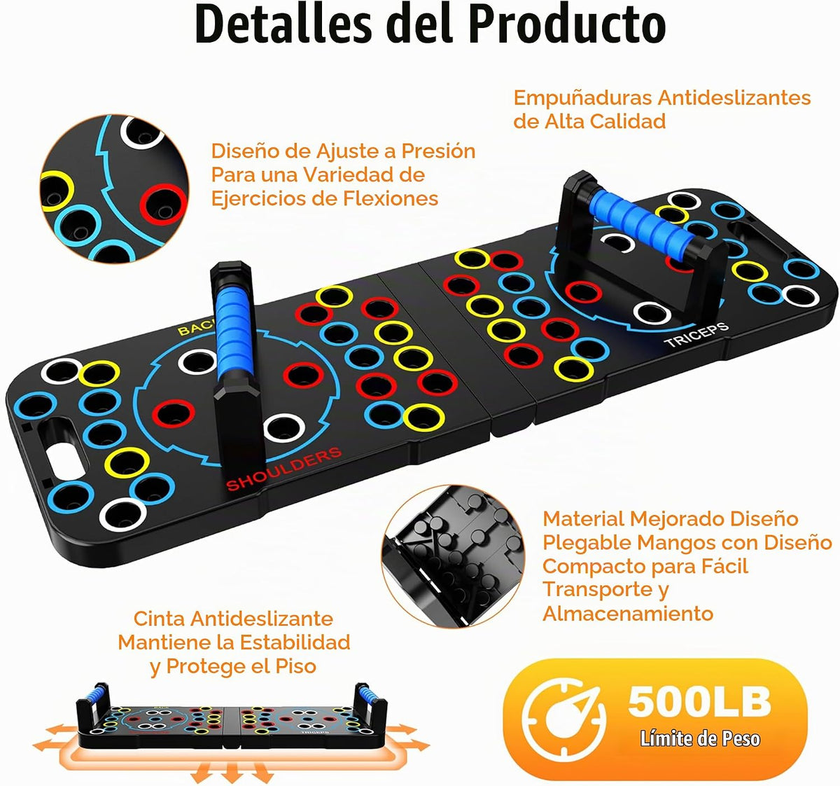 Tabla de Flexiones, Tabla de Flexiones Plegable para Hombre, Barra de Flexiones Portátil 30 en 1