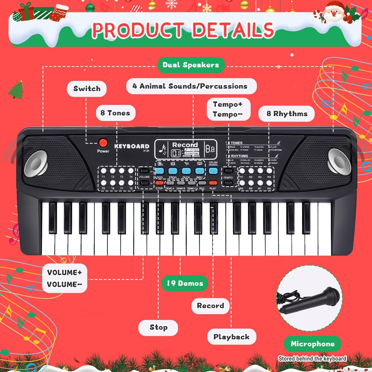 Juguetes de Piano para Niños - Teclado Musical de 37 Teclas para Niños Pequeños con Micrófono