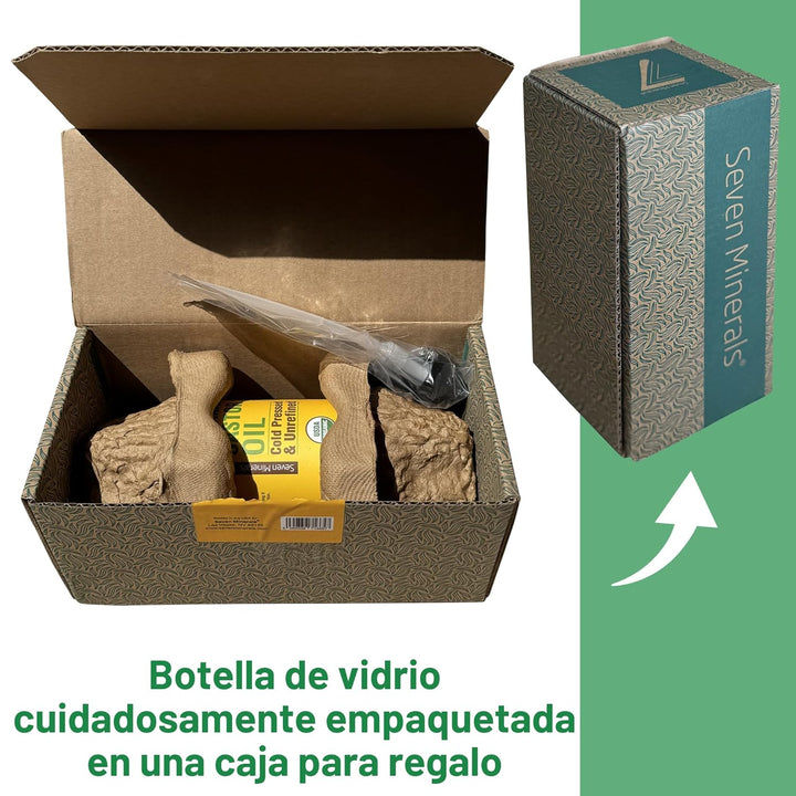Seven Minerals Nuevo Aceite de Ricino Orgánico Prensado en Frío Sin...