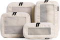 Cubos de embalaje de compresión para viajes, bolsas organizadoras de equipaje, cubos de embalaje con doble cremallera para maletas (paquete de 4, beige)