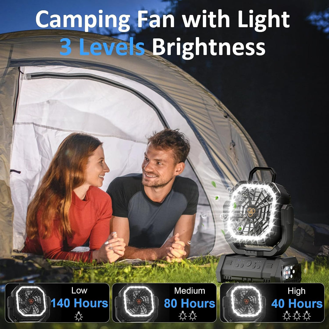 Honesorn - Ventilador de camping recargable de 20000 mAh con LED y...