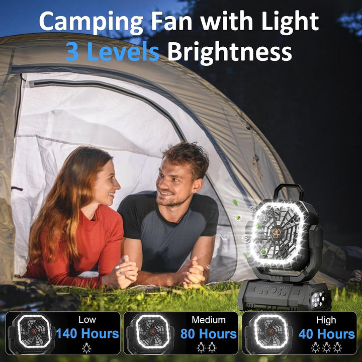 Honesorn - Ventilador de camping recargable de 20000 mAh con LED y...