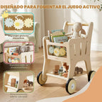 Carrito de compras de madera para niños, 3 en 1 caminante de madera para bebés, cochecito de muñeca de bebé, carrito de compras de juguete para niños pequeños de 1 a 3 años