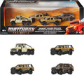 Matchbox - Autos de juguete Desert Chase Escape, paquete de 4 SUV fundidos a escala 1:64 de la película, incluye Toyota 4Runner con decoración exclusiva, juego coleccionable