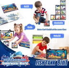 Juego de construcción de pecera 8 en 1, bloque de construcción de acuario marino con luz LED, recuerdos de fiesta, 9 modelos de juguete que incluye cangrejo de pulpo, regalos de cumpleaños de Navidad para niños y niñas de 6, 8, 10, 12 años en adelante