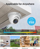 ZOSI Cámara domo de seguridad HD de 2MP 1080P para exteriores e int...