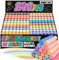 Juego de 240 tizas para acera para niños, 20 colores Jumbo lavables