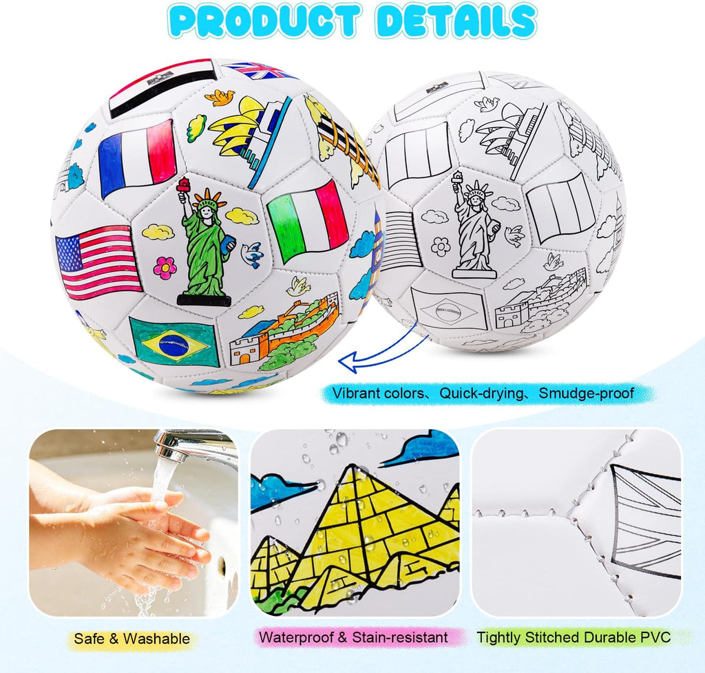 INPODAK Colorea tu propia pelota de fútbol, regalos de fútbol para niñas y
