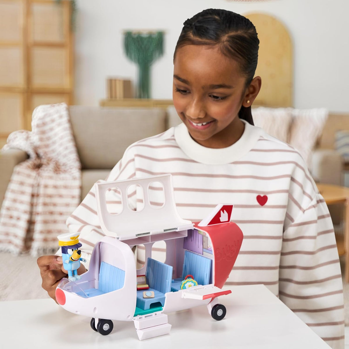 BLUEY Avión de aventura, juguetes de avión, figura de piloto y accesorios
