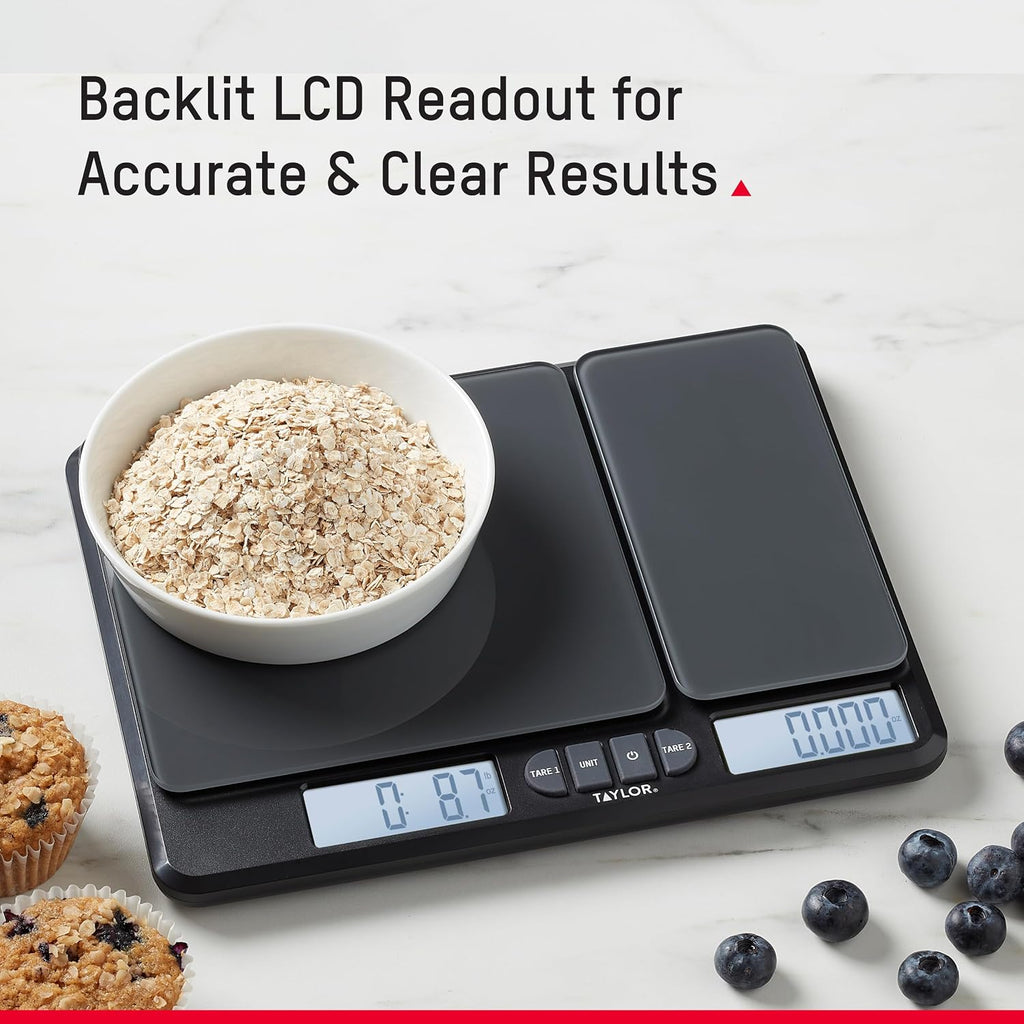 Taylor Báscula digital de cocina de doble plataforma: capacidad máxima de
