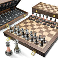 Juego de ajedrez de madera plegable grande de 17 pulgadas con piezas