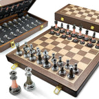 Juego de ajedrez de madera plegable grande de 17 pulgadas con piezas