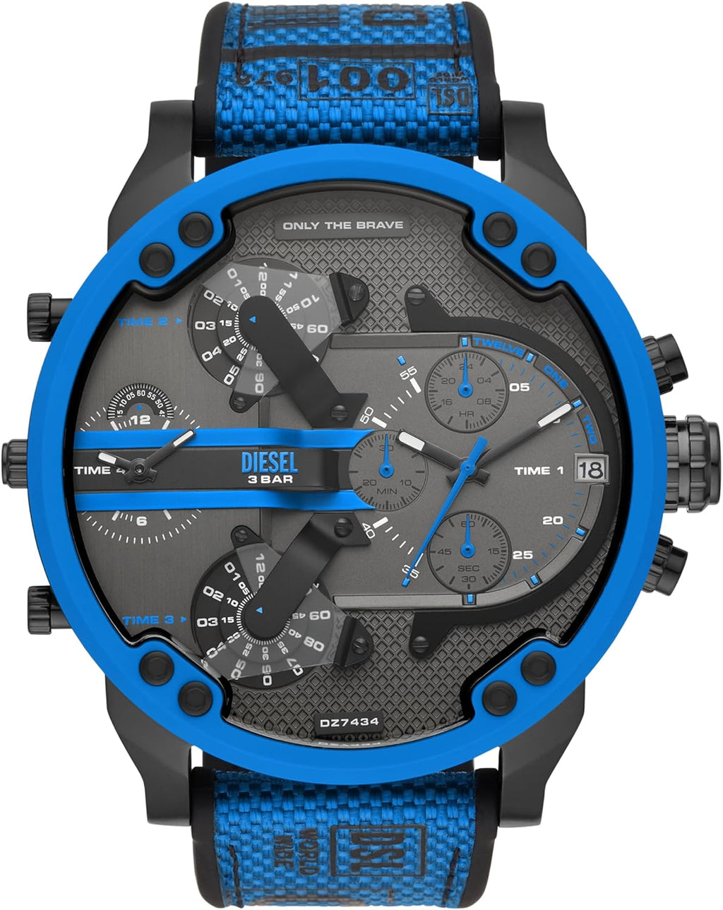 Diesel Mr. Daddy 2.0 - Reloj de hombre con cronógrafo de tamaño extra grande y correa de acero inoxidable, silicona o cuero