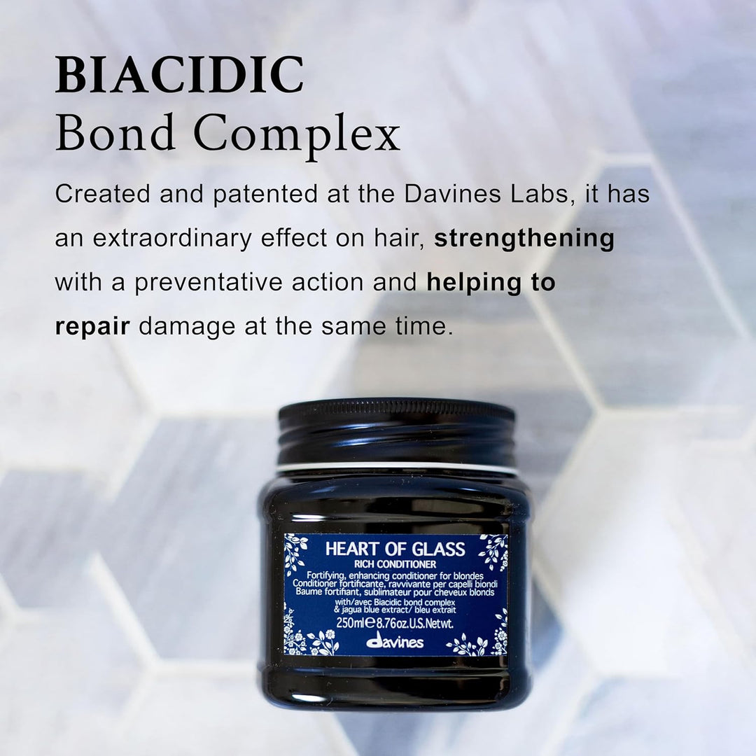 Davines Heart of Glass Rich Conditioner, Fortifying Treatment for B...