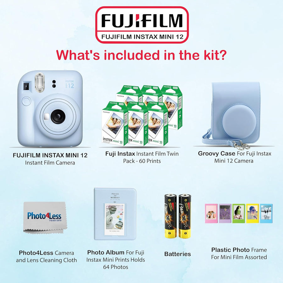 Fujifilm - Paquete de cámara instantánea Instax Mini 12 con paquete...