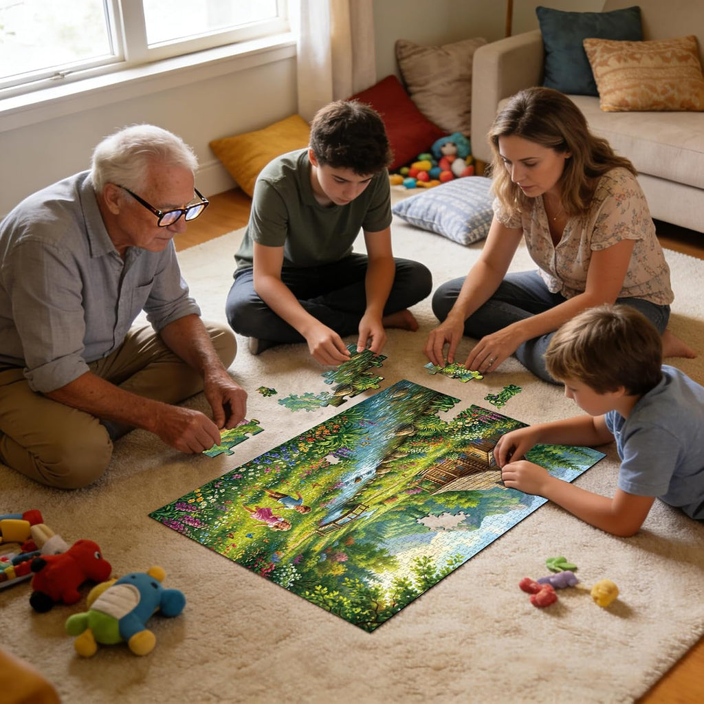 Paquete de 4 rompecabezas de 500 piezas para adultos, rompecabezas de paisaje de cuatro estaciones para adultos, 500 piezas, divertidos rompecabezas desafiantes de 500 piezas para adultos, juego