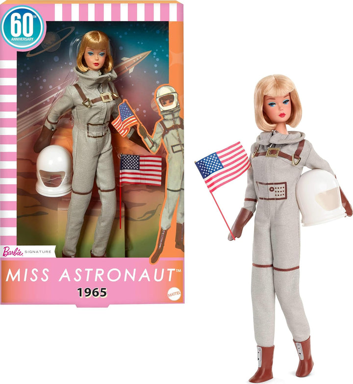 Muñeca Barbie Miss Astronauta Coleccionista con traje plateado, bot...