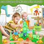 Dinosaur Toys Magnetic Tiles 3D Movable Dinos para Kids 3-5 5-7 Toddler Toy