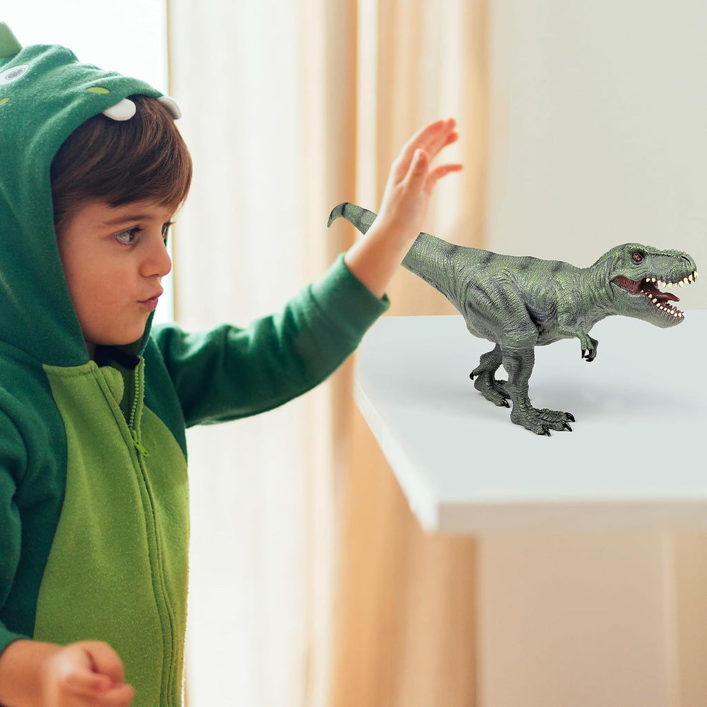 RECUR Juguetes de dinosaurio Tyrannosaurus Rex de 13 pulgadas, figura de acción realista de T-Rex, figura de juguete Jurassic Trex, modelo de mundo prehistórico para niños y niñas a partir de 3 años