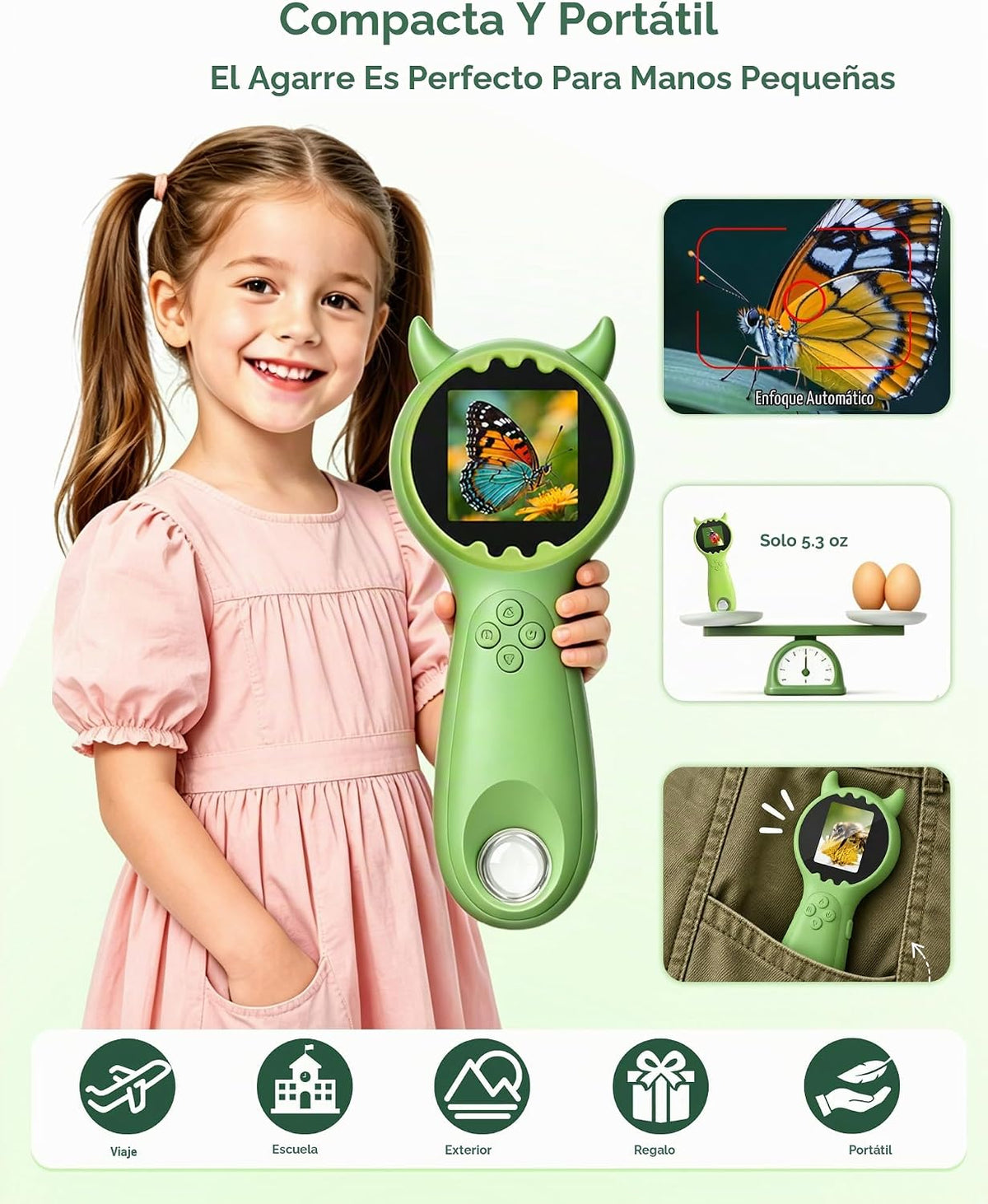 Microscopio de bolsillo digital de mano para niños, regalos de microscopio