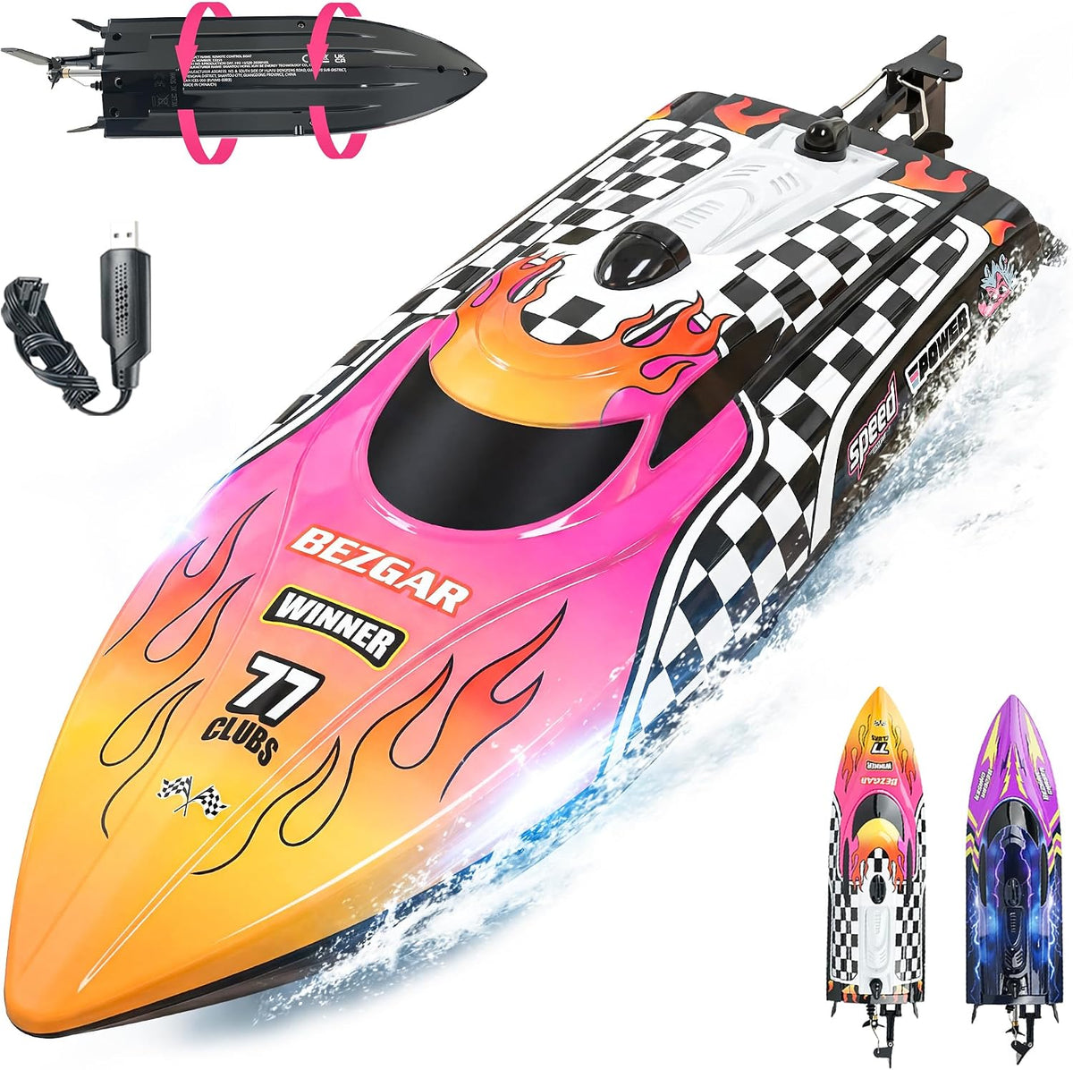 BEZGAR TX136 Barco de control remoto de 12 pulgadas y 25 KPH para niños