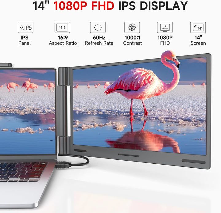 AOC Extensor de pantalla para laptop de 14 pulgadas, monitor portát...